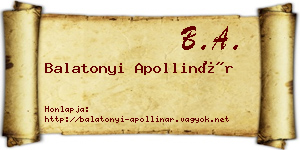 Balatonyi Apollinár névjegykártya